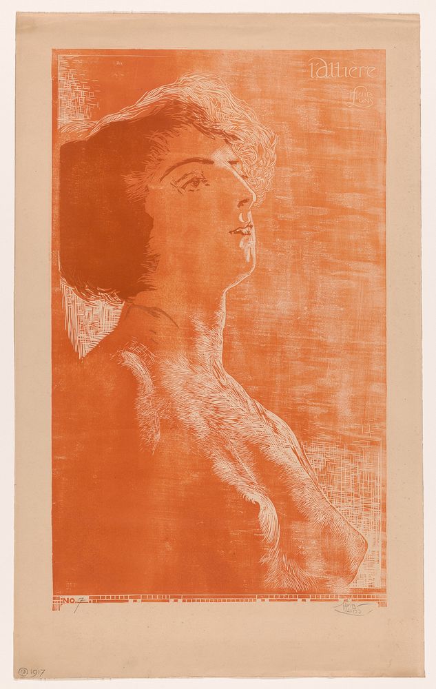 Portret van een vrouw met ontbloot bovenlijf (1917) by Huib Luns