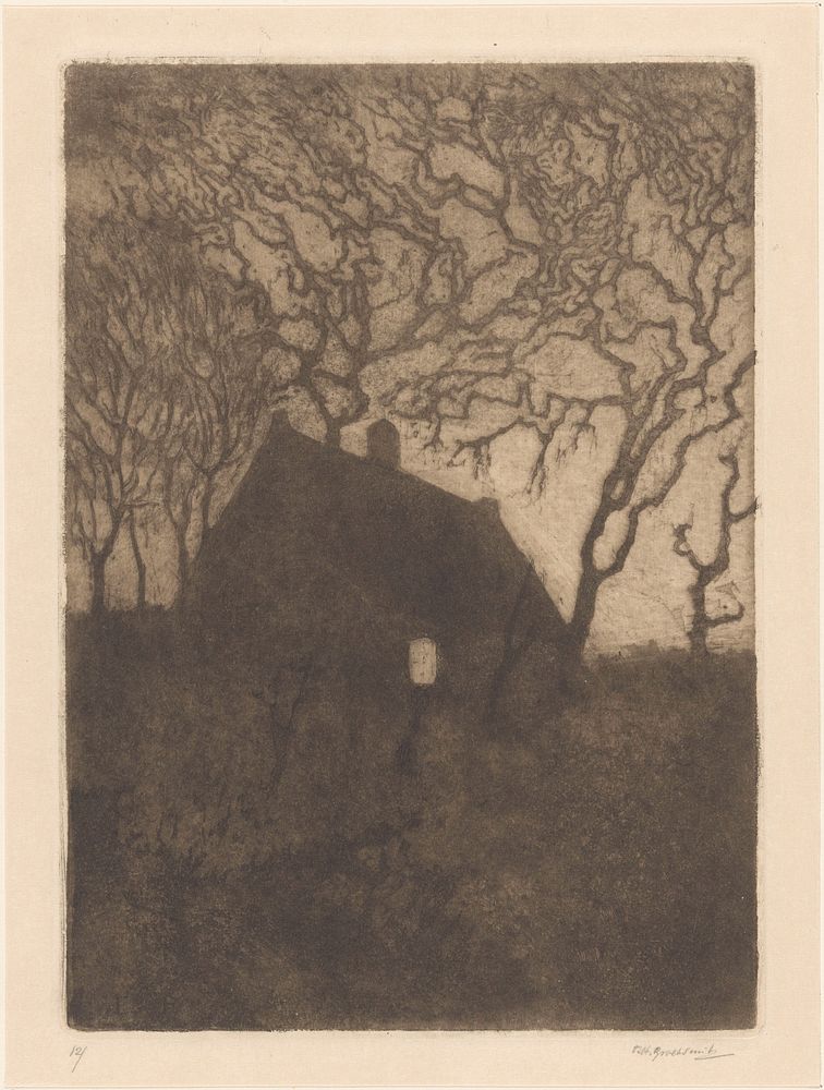 Huis bij avond (1885 - 1931) by Frederika Henriëtte Broeksmit