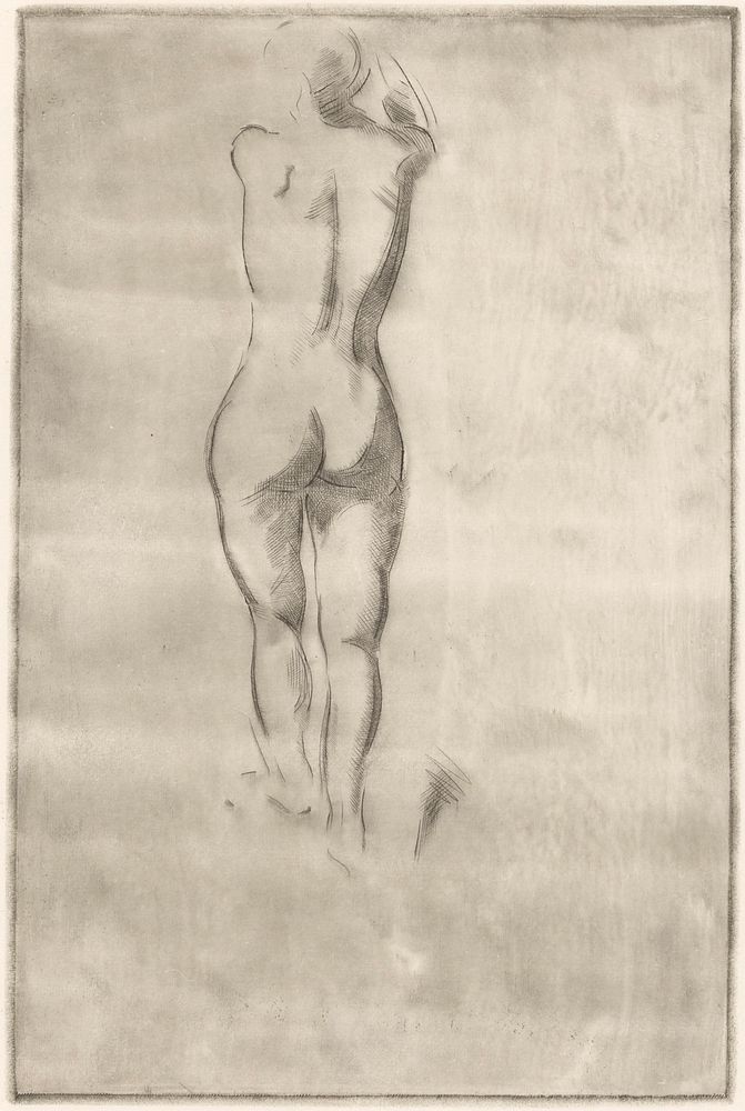 Staande, naakte vrouw met opgeheven arm (1836 - 1931) by Philippus de Groot