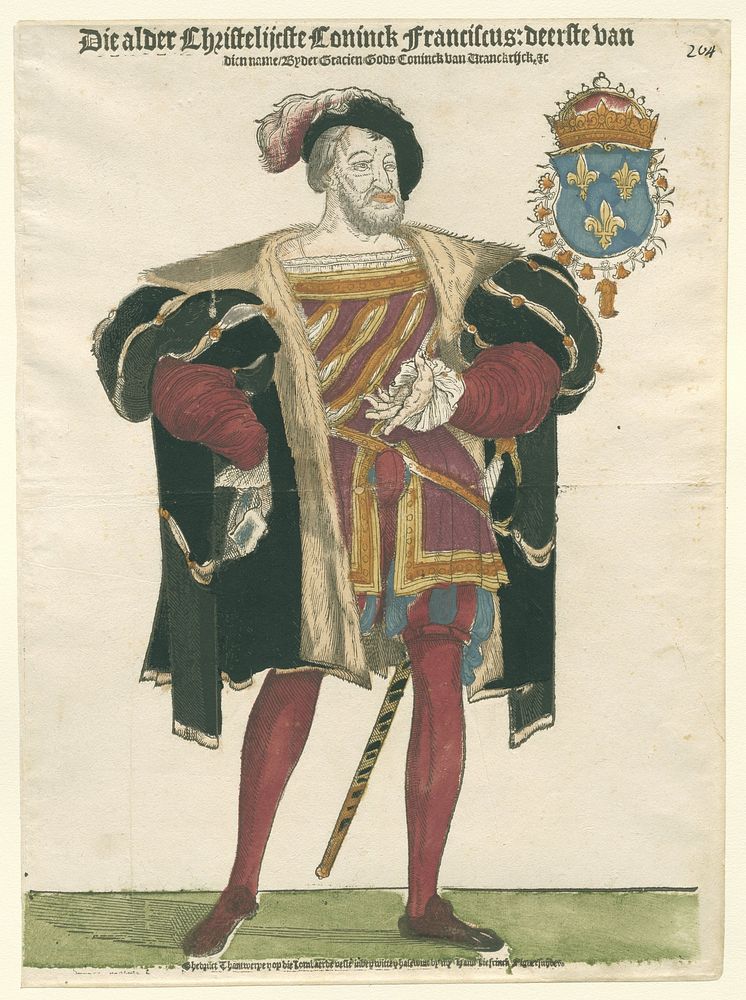 Portret van koning Frans I van Frankrijk (1538 - c. 1547) by Cornelis Anthonisz, Hans Liefrinck I, Hans Liefrinck I and Hans…