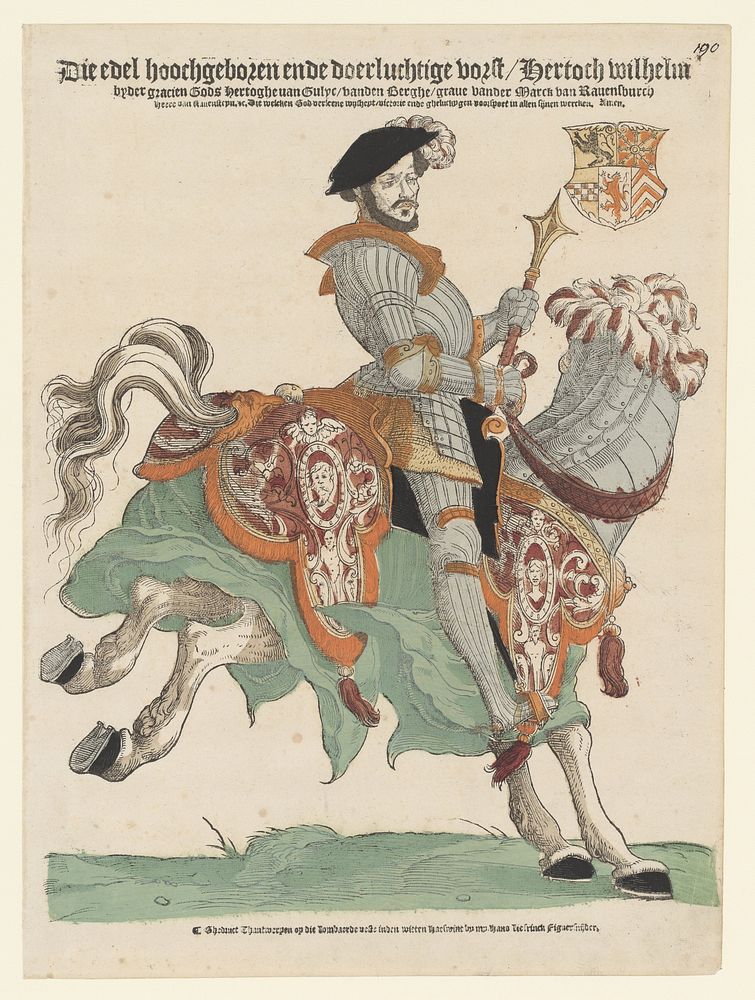 Portret van hertog Willem van Kleef, Gulik en Berg, graaf van Mark, heer van Ravenstein te paard (1543) by Cornelis…
