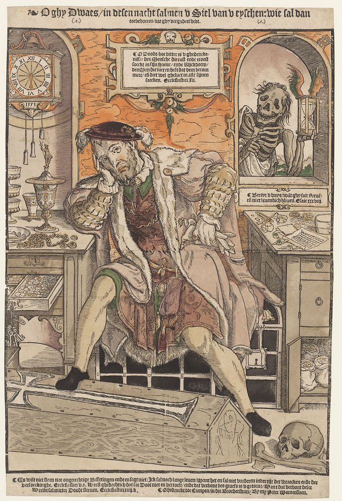 De rijke man en de Dood (1553) by Monogrammist AI 16e eeuw and Peter Warnerssen