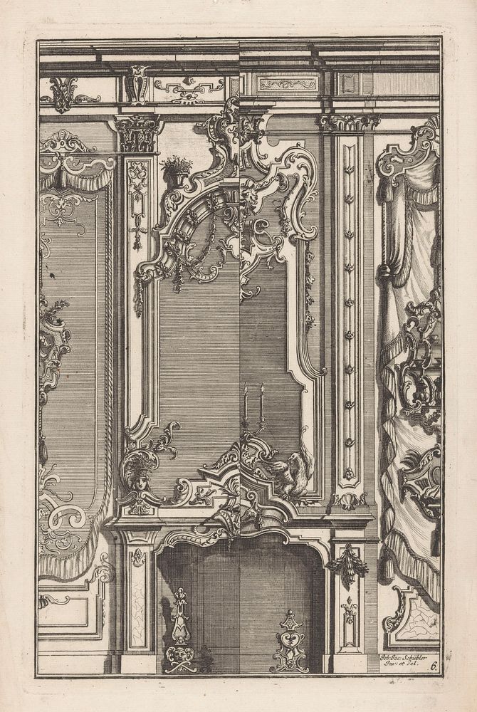Schouw met kandelaar en een adelaar (1699 - 1726) by anonymous, Johann Jakob Schübler and Johann Christoph Weigel
