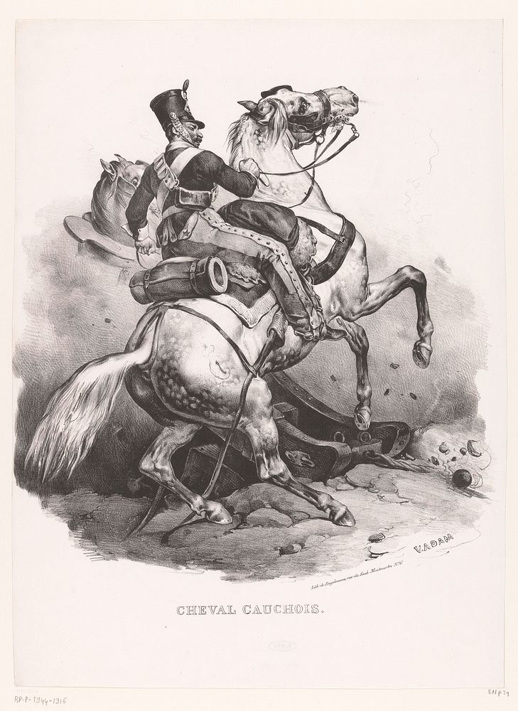 Normandisch paard met ruiter (1829 - 1830) by Victor Adam and Gottfried Engelmann