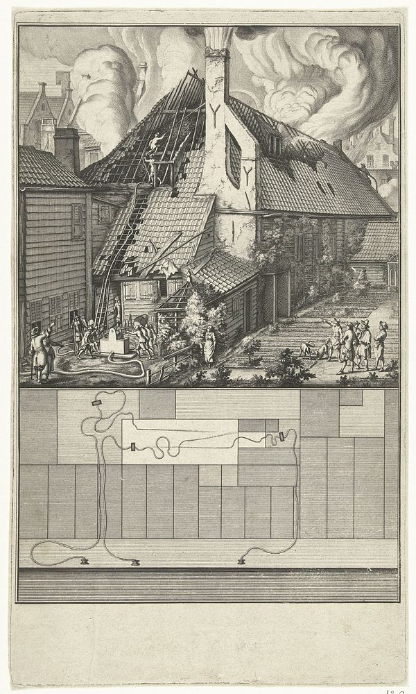 De gebluste brand in de zeepziederij De Bruinvis, 1682 (in or before 1690) by Jan van der Heyden and Jan van der Heyden