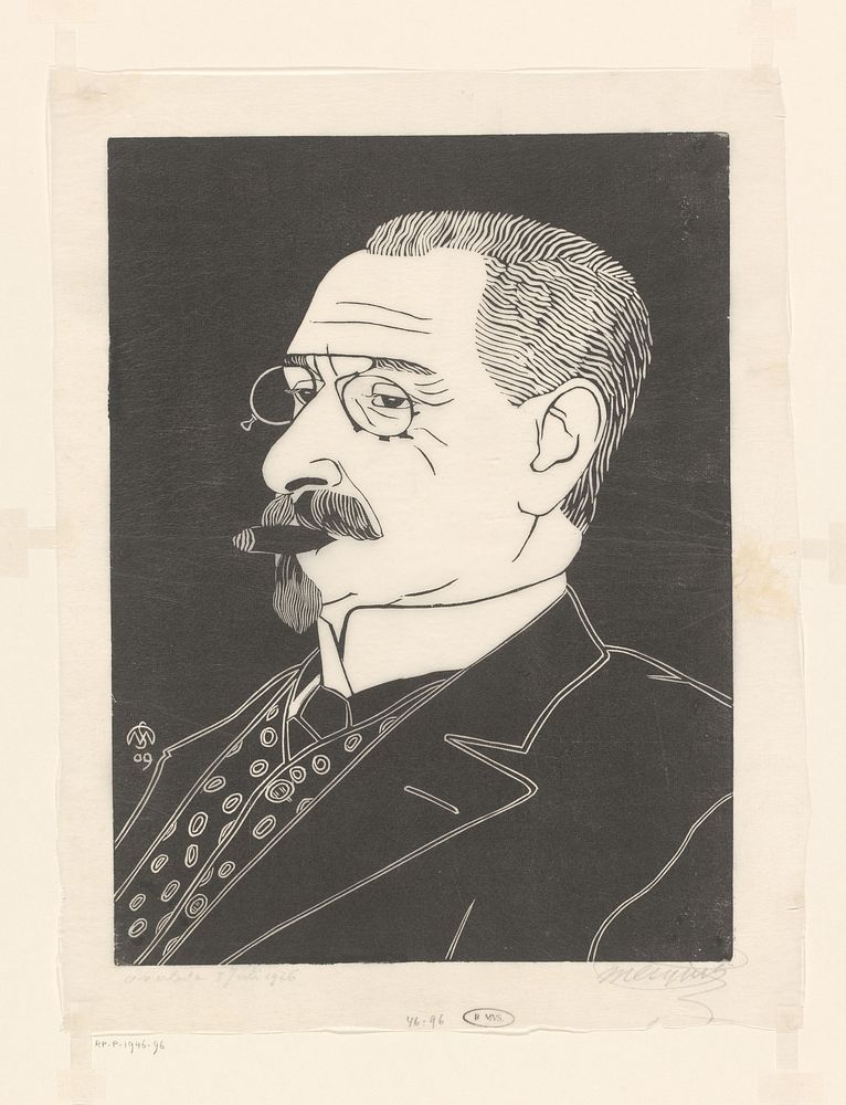 Portret van een onbekende man met sigaar (1909) by Samuel Jessurun de Mesquita