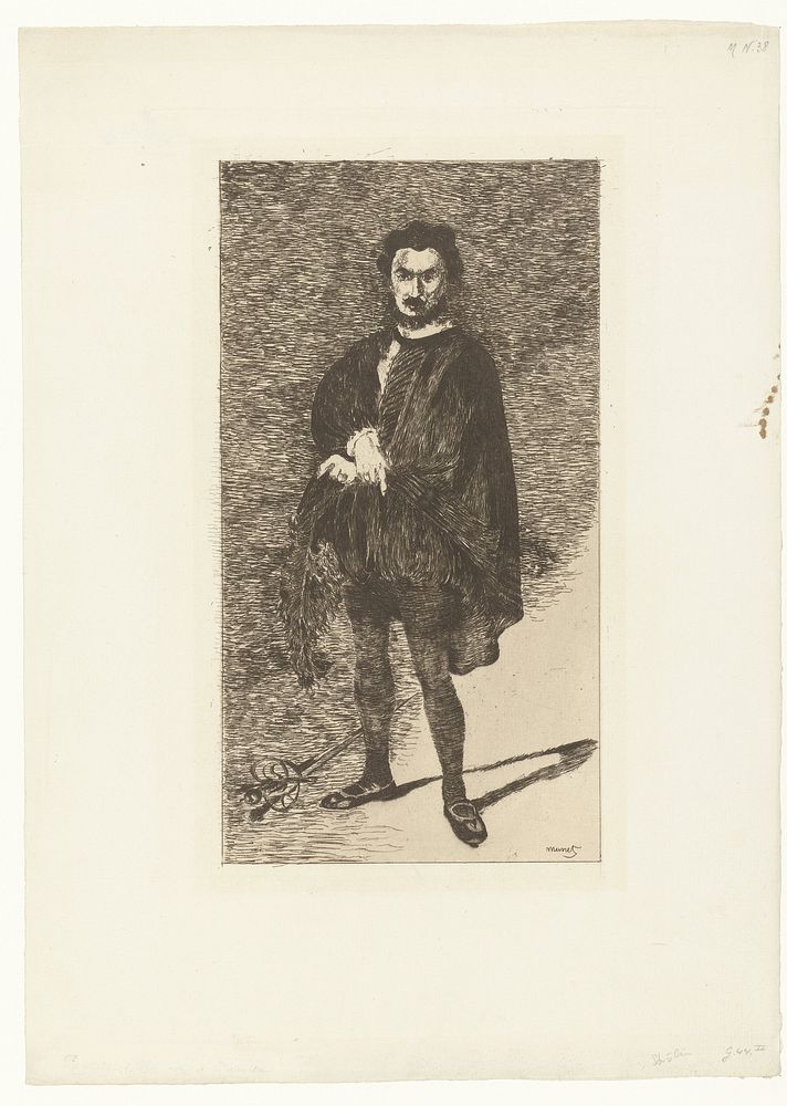 Portret van acteur Philibert Rouvière in de rol van Hamlet (1905) by Edouard Manet and Edouard Manet