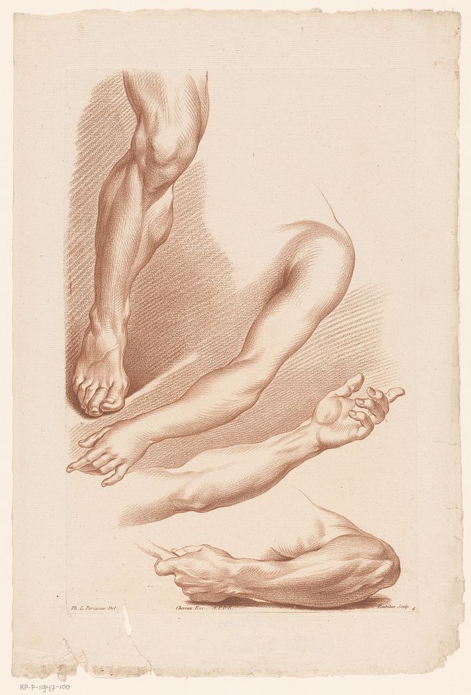Drie armen en een been (c. 1780) by Roubillac, Philippe Louis Parizeau, Jacques François Chéreau and Lodewijk XVI koning van…