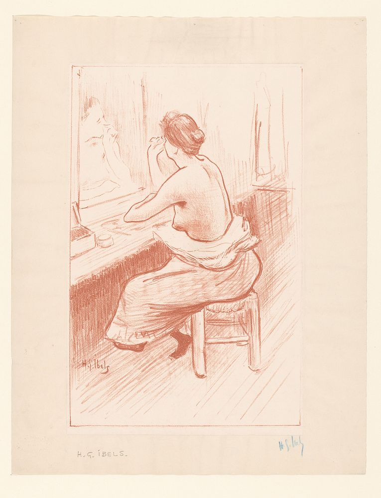 Vrouw aan haar toilet (c. 1895) by Henri Gabriel Ibels and Edouard Kleinmann