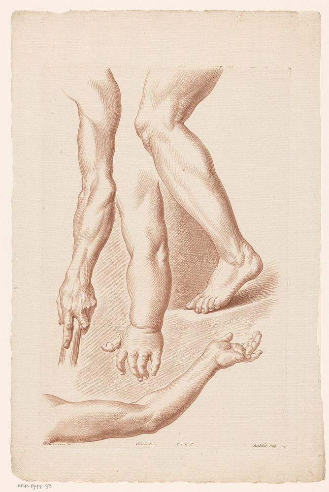Compositie met armen en benen (c. 1780) by Roubillac, Philippe Louis Parizeau, Jacques François Chéreau and Lodewijk XVI…