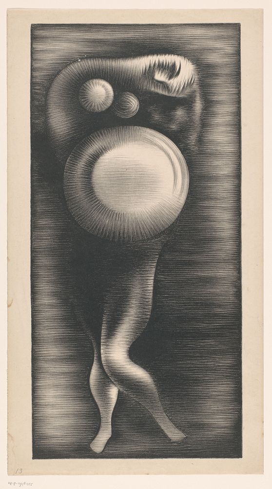 Gedeformeerd vrouwenlichaam met drie cirkels (1900 - 1933) by Jacob Bendien