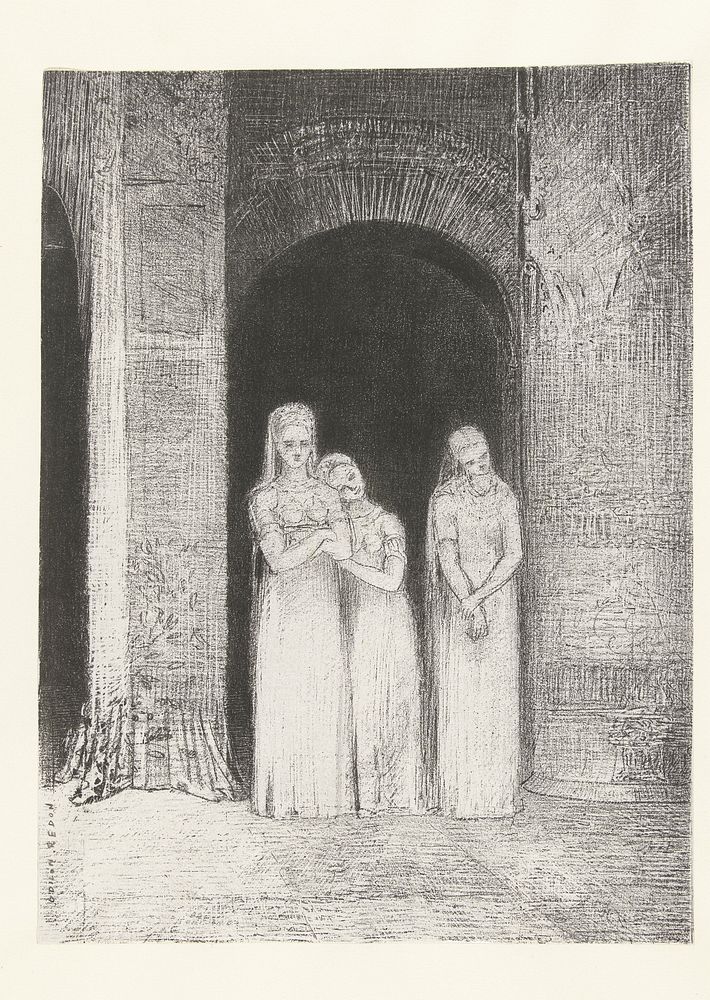De priesteressen waren aan het wachen (1886) by Odilon Redon, Lemercier and Cie and L Dumont