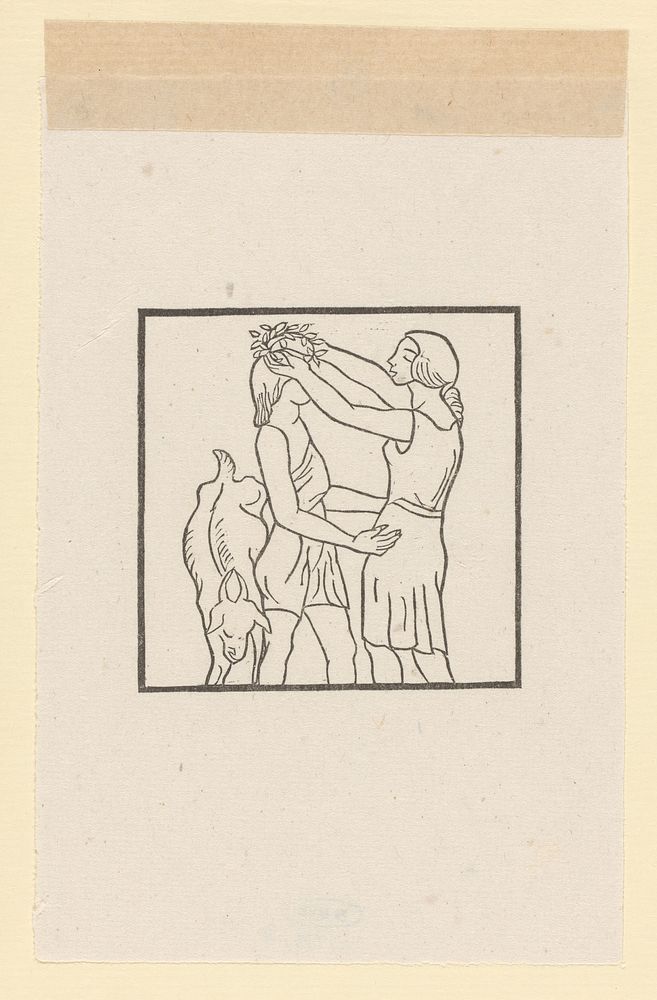 Chloë plaatst een lauwerkrans op het hoofd van Daphnis (1937) by Aristide Maillol