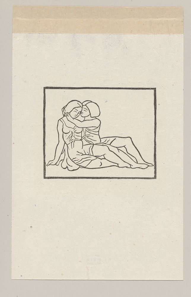 Daphnis en Chloë omhelzen en kussen elkaar (1937) by Aristide Maillol