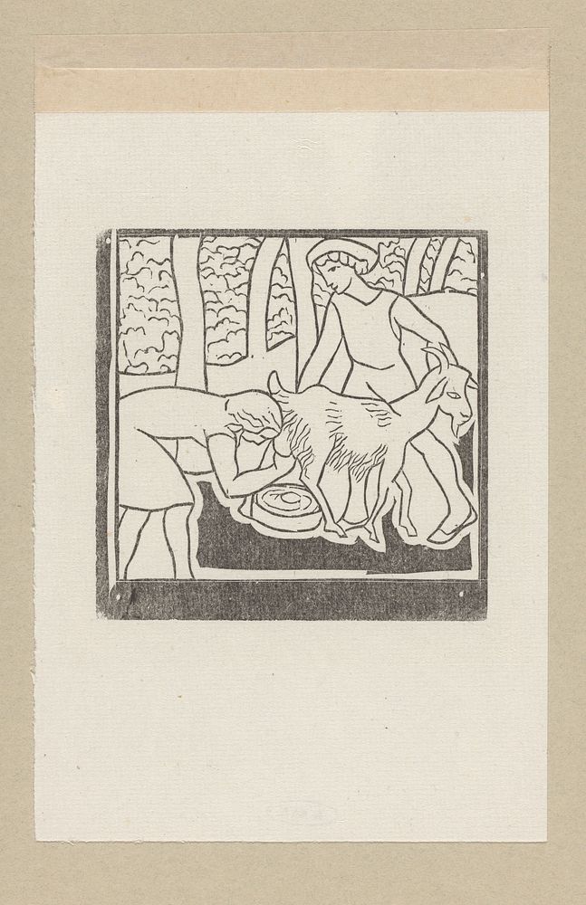 Chloë melkt een van Daphnis' geiten (1937) by Aristide Maillol