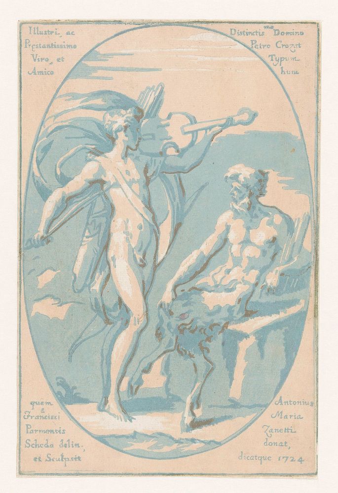 Wedstrijd tussen Apollo en Marsyas (1724) by Anton Maria I Zanetti, Parmigianino, Anton Maria I Zanetti and Pierre Crozat