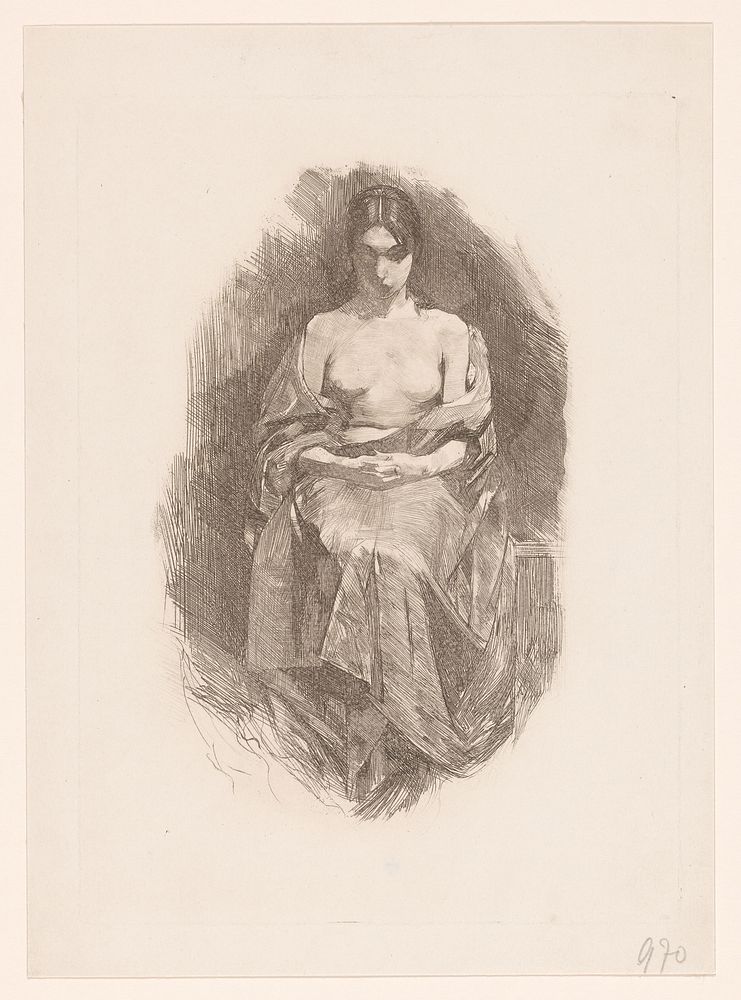 Zittende vrouw (1865 - 1936) by Nicolaas van der Waay