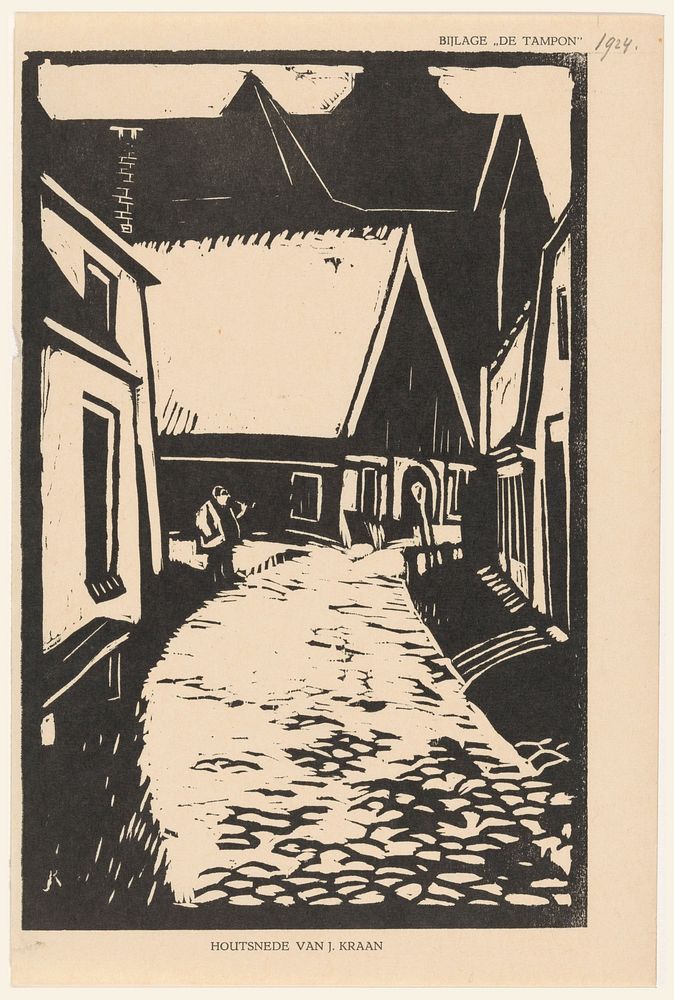 Huizen aan een straat (1924) by Jan Kraan