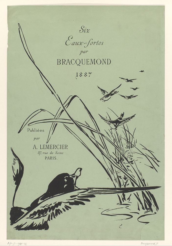 Omslag voor: zes landschappen (1887) by Félix Bracquemond and Alfred Lemercier