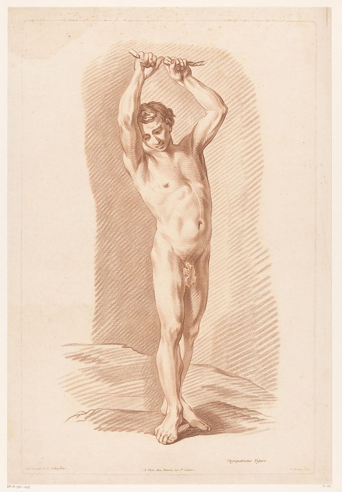 Mannelijk naakt (1746 - 1793) by Louis Marin Bonnet, Charles Nicolas Cochin II and Louis Marin Bonnet