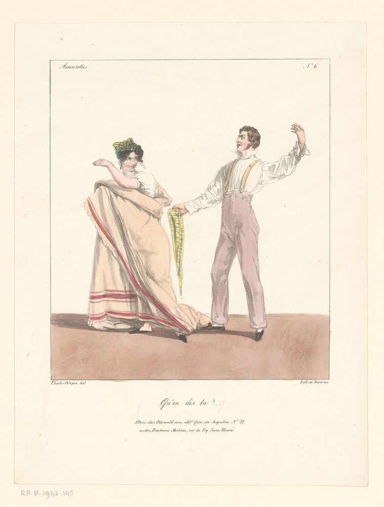 Man en vrouw hebben ruzie (1827 - 1829) by Charles Philipon, Charles Philipon, Pierre François Ducarme, Jean Fréderic…
