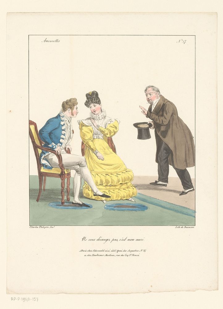 Man probeert getrouwde vrouw het hof te maken (1827 - 1829) by Charles Philipon, Charles Philipon, Pierre François Ducarme…