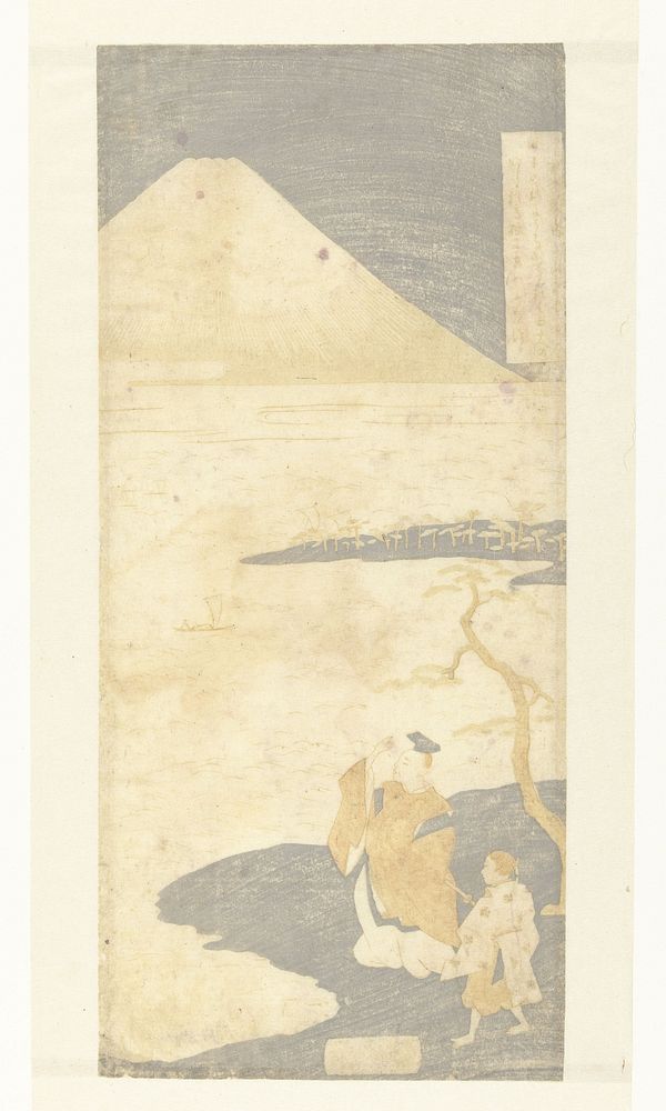 De dichter Yamabe no Akahito kijkend naar de berg Fuji (1761 - 1765) by Suzuki Harunobu and Harimaya Shinshichi