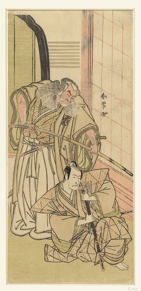 Acteurs Nakamura Nakazo I en Ichikawa Danjuro V als edellieden (1783 - 1787) by Katsukawa Shunjo