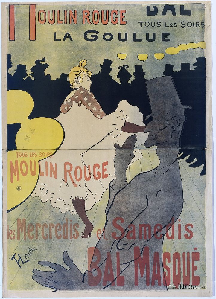 Poster for ‘Le Moulin Rouge’ (1891) by Henri de Toulouse Lautrec and Charles Levy