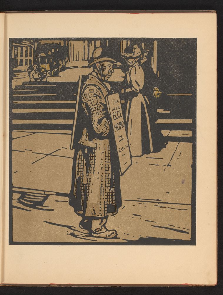 Man met bord met daarop 'Ecce Homo' (1898) by William Nicholson and William Ernest Henley