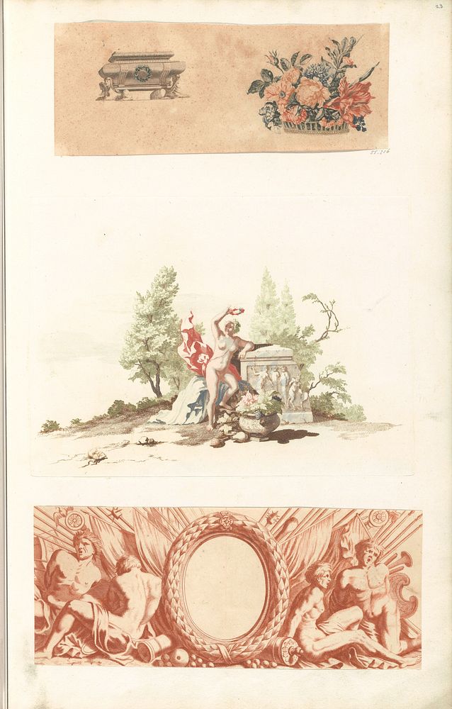 Tombe en bloemenmand (1688 - 1698) by anonymous, Jean Baptiste Monnoyer and Johan Teyler