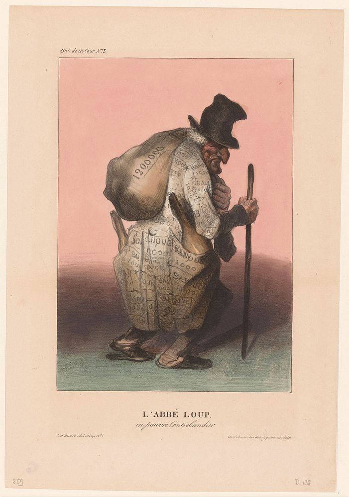 Baron Joseph-Dominique Louis als een arme smokkelaar (1833) by Honoré Daumier, Jean François Benard and Aubert and Cie