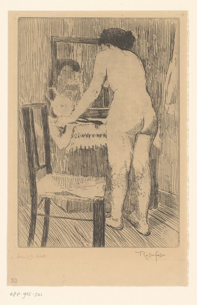 Naakte vrouw bij een kaptafel met spiegel (1872 - 1934) by Armand Rassenfosse