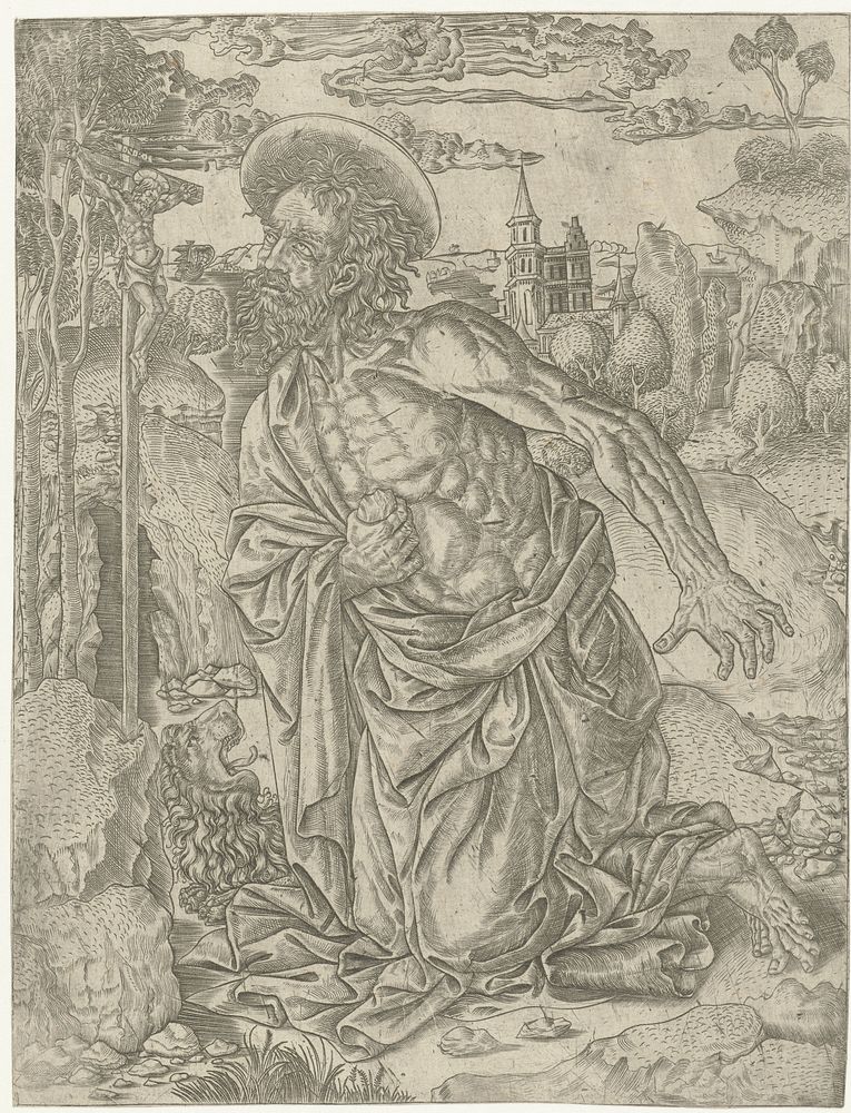 Heilige Hieronymus doet boete in woestijn (1500 - 1515) by anonymous