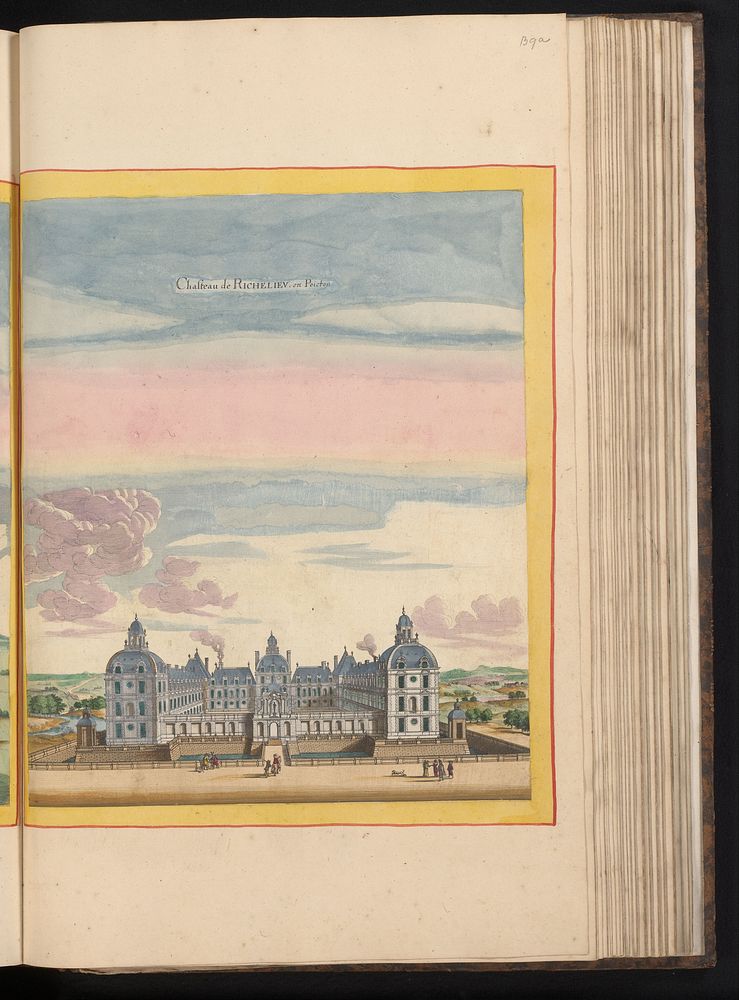Gezicht op het kasteel van Richelieu (1657) by anonymous, Caspar Merian and Anna Beeck