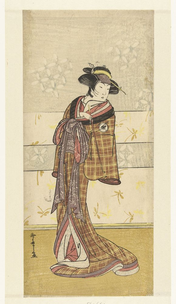 Acteur Iwai Hanshiro IV in de rol van courtisane (1780 - 1790) by Katsukawa Shunsho