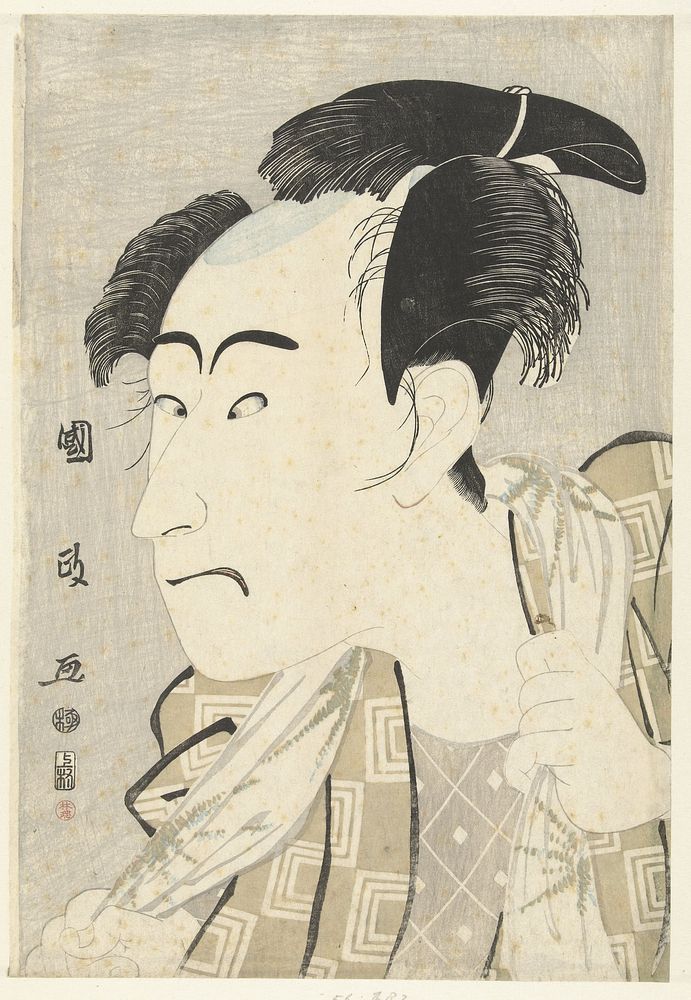 Busteportret van Ichikawa Danjuro VI (1796) by Utagawa Kunimasa and Uemura Emiya Kichimon Rankoo