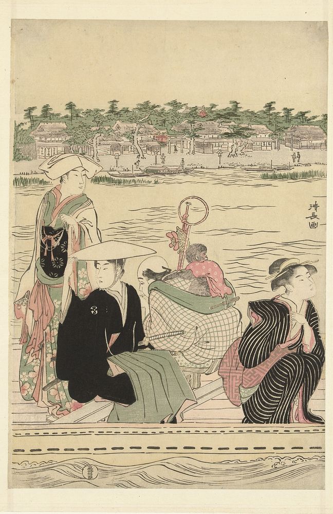 Veerboot op de rivier de Sumida (1785 - 1789) by Torii Kiyonaga and Takatsuya Isuke