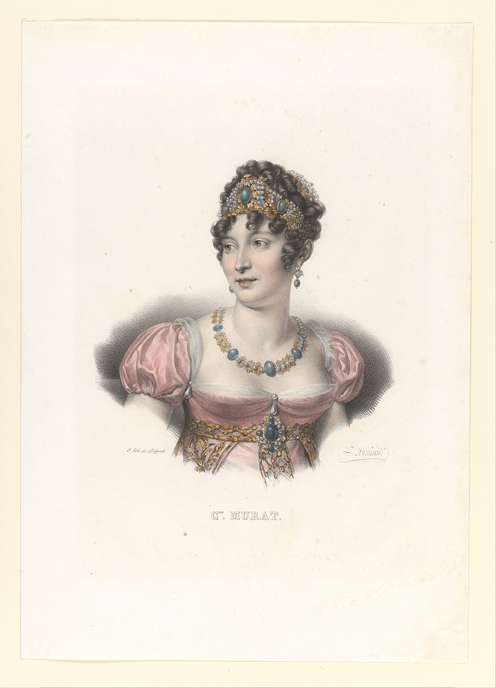 Portret van Carolina Bonaparte, prinses Murat (1829) by Zéphirin Félix Jean Marius Belliard and veuve Delpech Naudet
