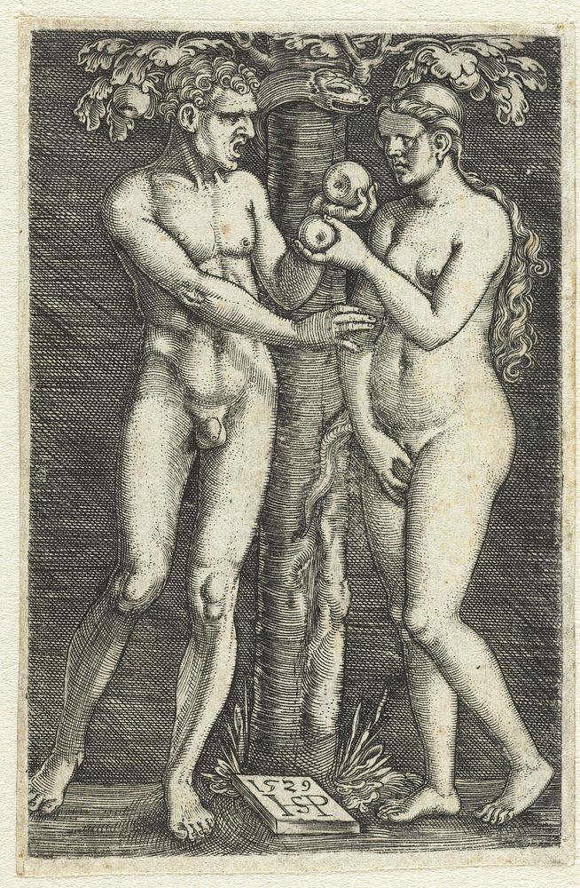 Verzoeking van Adam en Eva in het paradijs (1529) by Hans Sebald Beham and Hans Sebald Beham