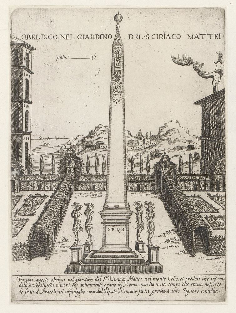 Obelisk van Ciriaco Mattei (1651) by Giovanni Maggi, Bartolomeo Rossi, Giovanni Giacomo de Rossi and Girolamo Colonna