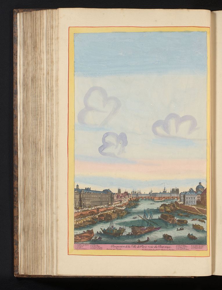 Gezicht op de Seine en Île de la Cité vanaf Pont Rouge (1685 - 1695) by Aldert Meyer, Nicolas Perelle, Carel Allard, Staten…