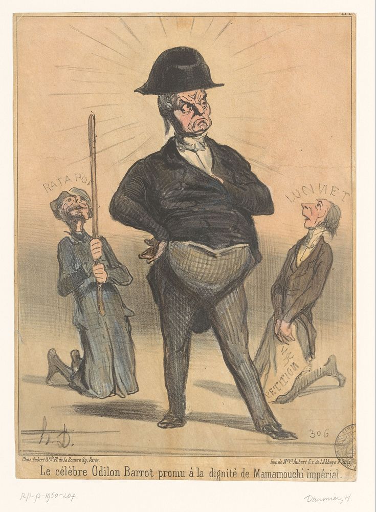 Karikatuur van Odilon Barrot als keizerlijke Mamamouchi (1851) by Honoré Daumier, veuve Aubert and Aubert and Cie