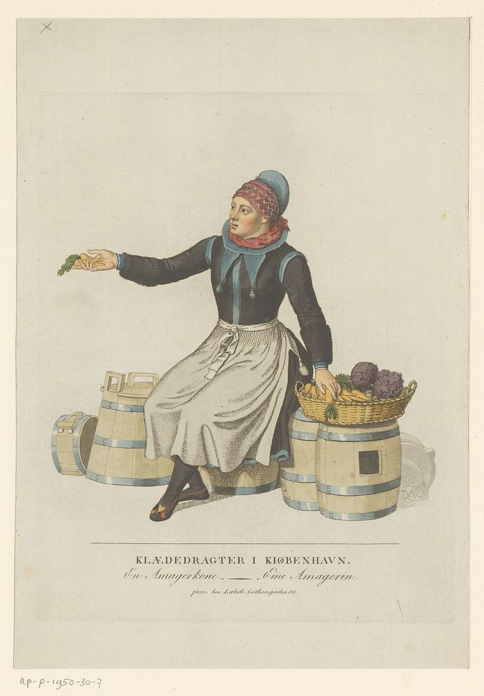 Groenteverkoopster uit Amager (1805 - 1833) by anonymous and Gerhard Ludwig Lahde