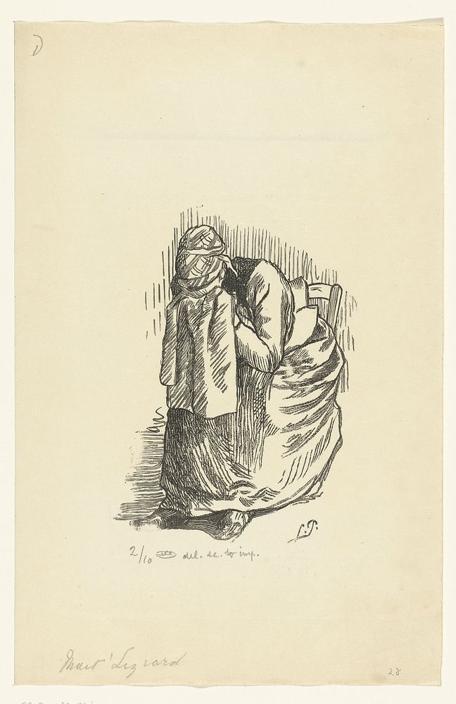 Huilende vrouw (1886) by Lucien Pissarro, Lucien Pissarro and Lucien Pissarro