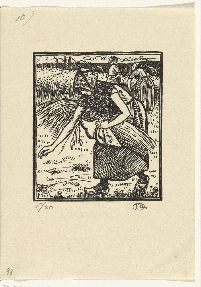 Ruth verzamelt aren (1896) by Lucien Pissarro, Lucien Pissarro and Lucien Pissarro
