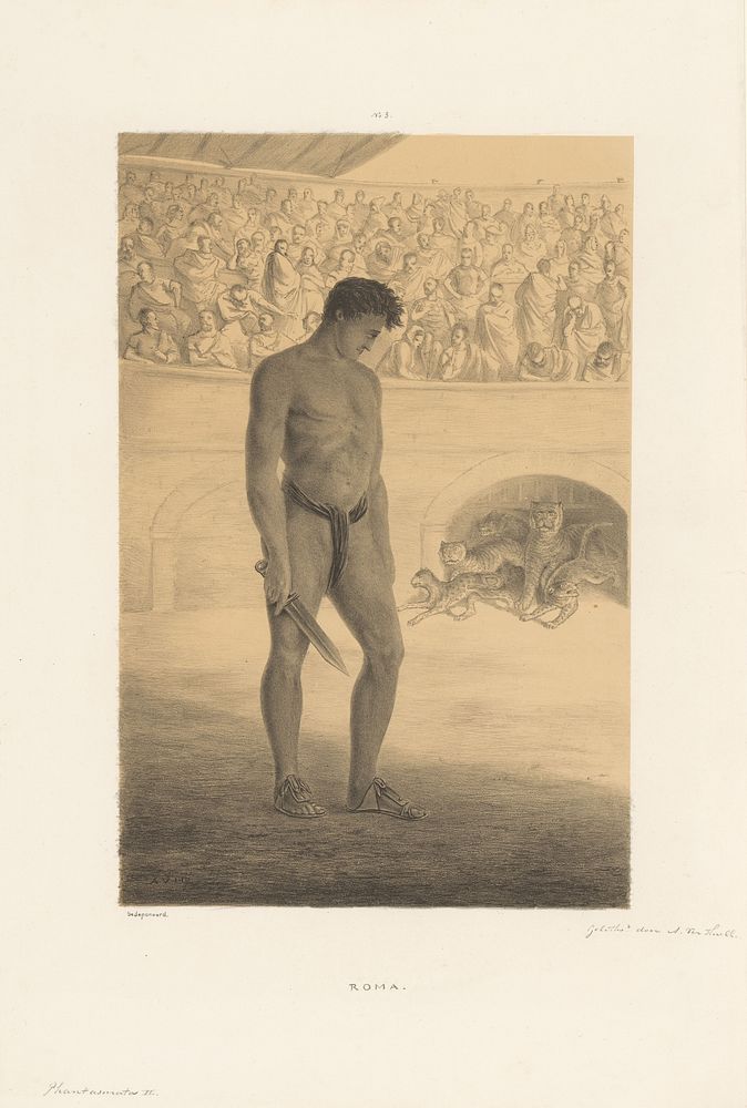 Gladiator in arena (1832 - 1897) by Alexander Ver Huell