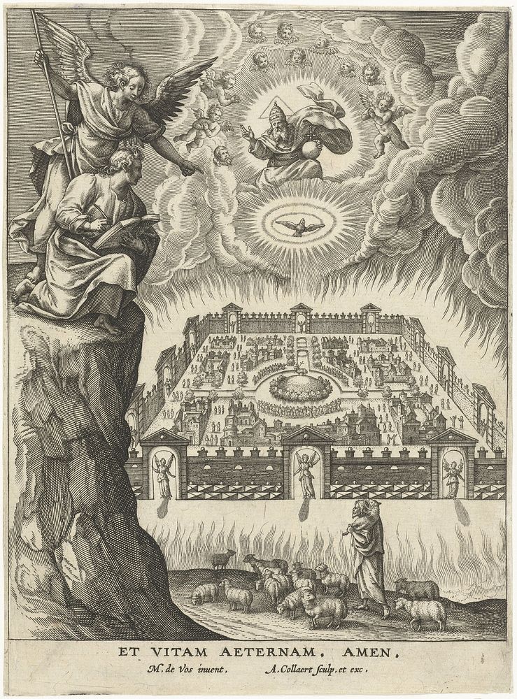 Johannes ziet het Nieuwe Jeruzalem: Het eeuwig leven (1570 - 1618) by Adriaen Collaert, Maerten de Vos and Adriaen Collaert