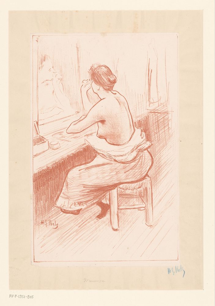 Vrouw aan haar toilet (c. 1895) by Henri Gabriel Ibels and Edouard Kleinmann