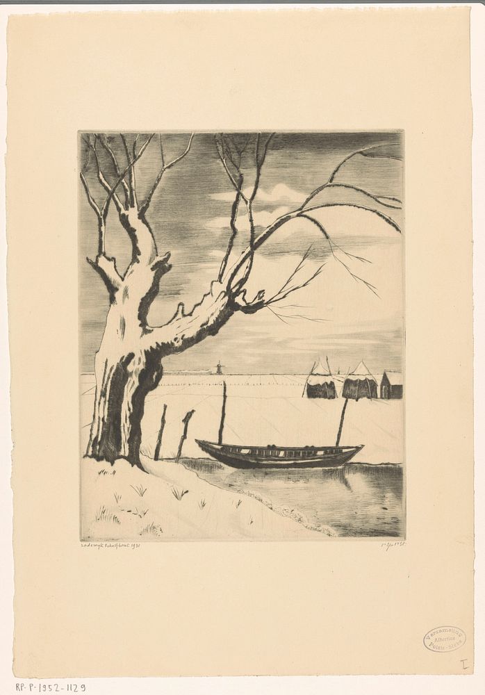 Wilg in een winterlandschap (1931) by Lodewijk Schelfhout and N V Roeloffzen and Hübner